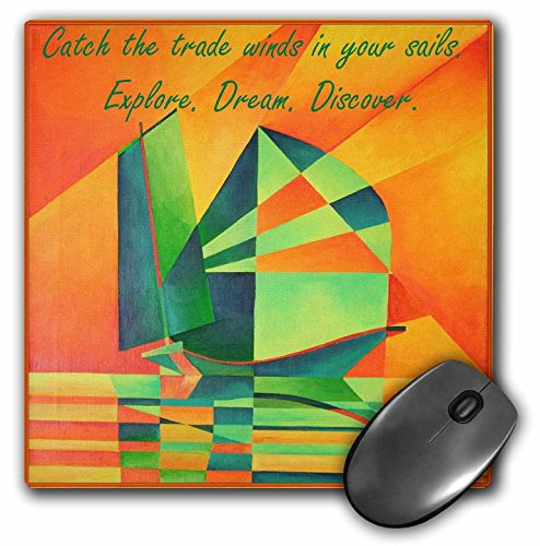 3dRose LLC 8 x 8 x 0.25 Inches Mouse Pad, Explore, Dream, Discover - Explore, Dream, Discover, Inspirational Quotes, Mark Twain, Graduation (mp_63137_1)