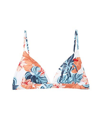 Roxy Junior s Printed Beach Classics Fixed Tri Bikini Top Bright White Standard Sample M