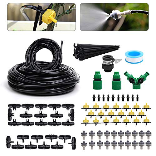 Flantor Garden Irrigation System50ft 3/8   50ft 1/4  Blank Distribution Tubing Watering Drip Kit/Irrigation Kit Automatic Mist Irrigation Equipment Set for Garden Greenhouse Flower BedPatioLawn