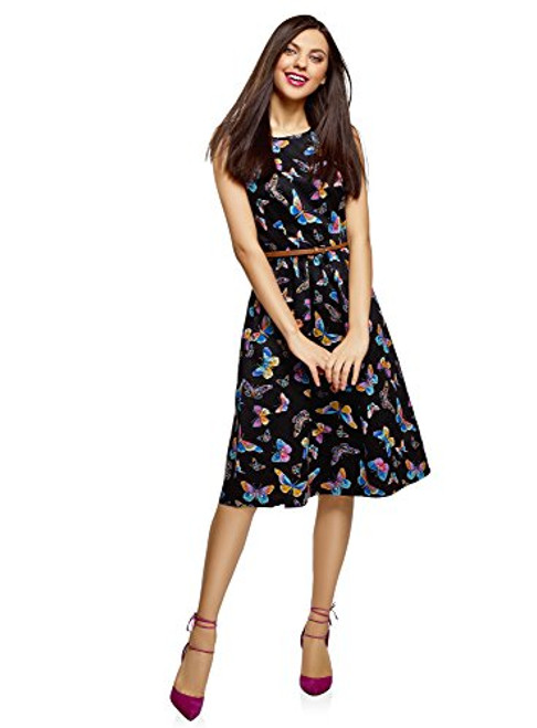 oodji Ultra Women s Sleeveless Dress with Pockets Black 8