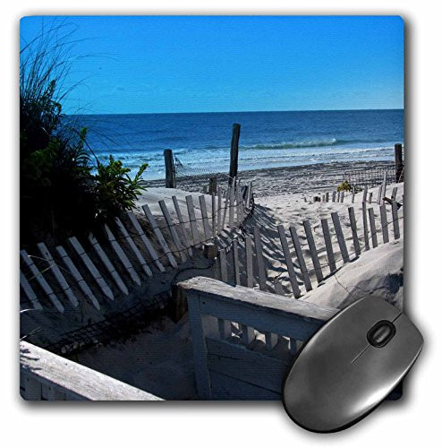 3dRose LLC 8 X 8 X 0.25 Inches Beach Path Ocean Sand Dunes Waves Blue Mouse Pad (mp_27256_1)