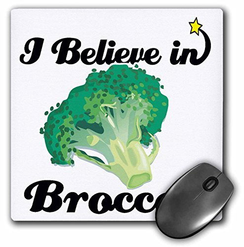 3dRose LLC 8 x 8 x 0.25 Inches Mouse Pad, I Believe in Broccoli (mp_104875_1)