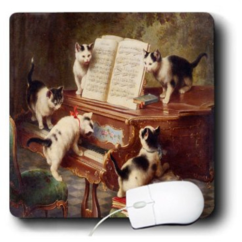 3dRose LLC 8 X 8 X 0.25 Inches Victorian PaInting of Kittens on the Piano Mouse Pad (mp_101811_1) 3dRose LLC 8 X 8 X 0.25 Inches Victorian PaInting of Kittens on the Piano Mouse Pad (mp_101811_1)