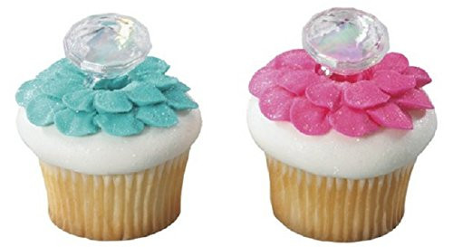 DECOPAC Iridescent Diamond Ring Cupcake Rings 24 Count