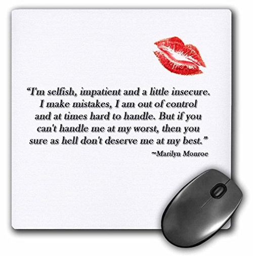 3dRose LLC 8 x 8 x 0.25 Inches Mouse Pad, Famous Marilyn Monroe Quote (mp_162254_1)