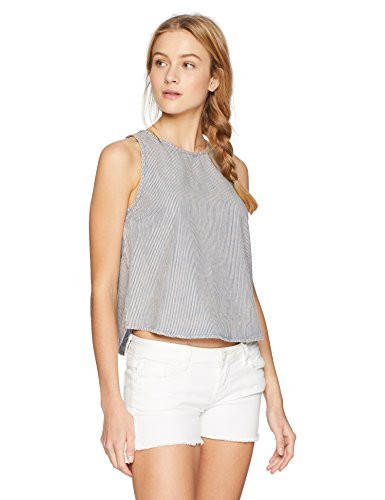 RVCA Junior s Doghouse Sleeveless Woven Tank Indigo Stripe XS