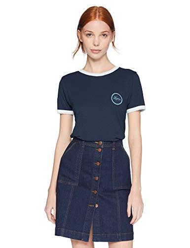 RVCA Junior s Pixel Script Short Sleeve Ringer TShirt Carbon L