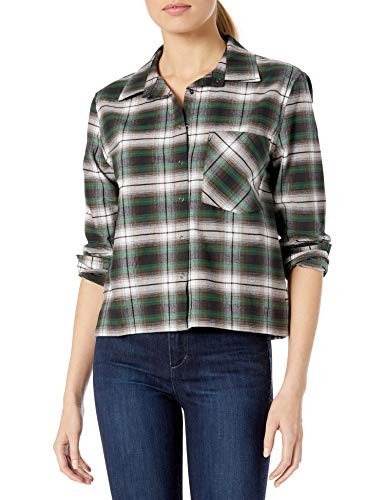 RVCA Junior s DATEN Plaid Long Sleeve Woven Shirt Black XL