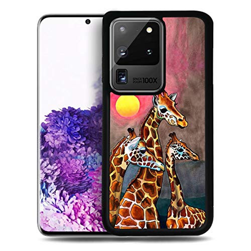 for Samsung Galaxy S20 Ultra Durable Protective Soft Back Case Phone Cover HOT12442 Giraffe Family