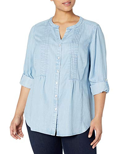 Foxcroft Women s Plus Size Button Up Bluewash 18W