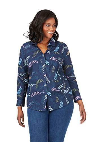 Foxcroft Women s Rhea Plus Embroidered Shirt 14W Navy