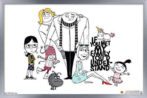 Trends International Illumination Despicable Me 3  Family Wall Poster 22 375  x 34  Silver Framed Version