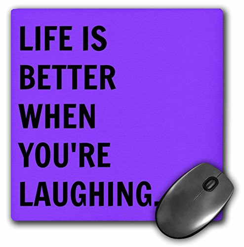 3dRose Life Is Better When Youre Laughing Black Letters on Purple Background Mouse Pad (mp_200703_1)