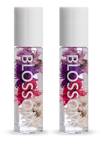 Blossom Scented Lip Gloss infused with real flowers MADE IN USA 2pack with free Sleek Zippered Makeup Bag Passion Fruit 2pack