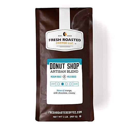 Fresh Roasted Coffee LLC Donut Shop Coffee Artisan Blend Medium Roast Whole Bean 2 Pound Bag
