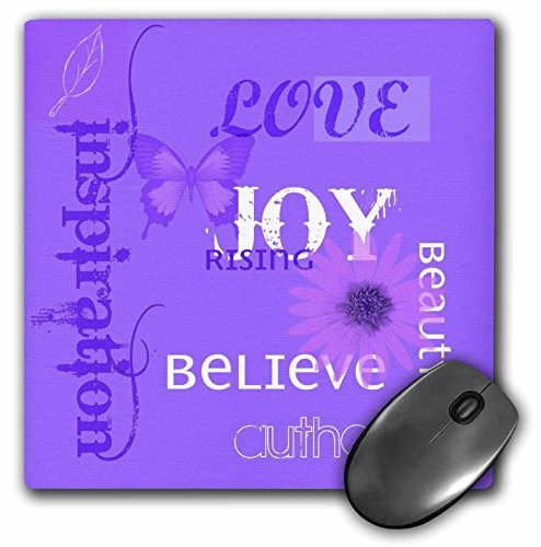3dRose LLC 8 x 8 x 0.25 Inches Mouse Pad, Purple Inspirational Words (mp_42639_1)