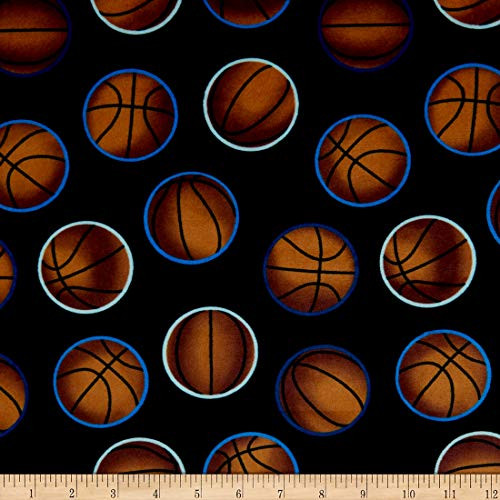 Exclusive Shannon Studio Digital Minky Cuddle Basketball Black Fabric by the Yard