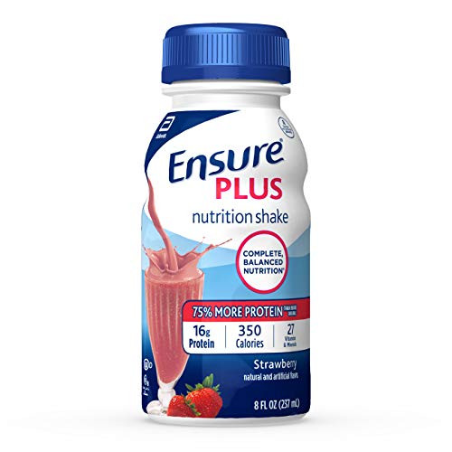 Ensure Plus Nutrition Shake with 13 grams of protein Meal Replacement Shakes Strawberry 8 fl oz 6 count