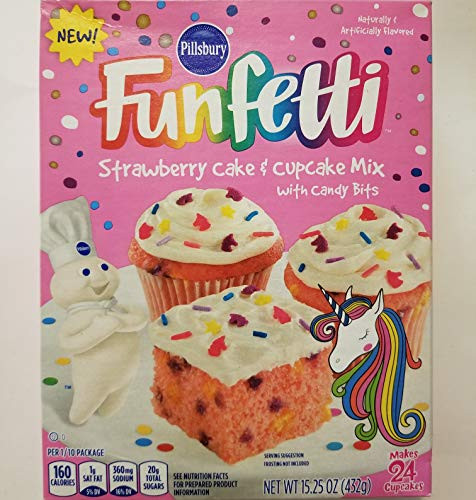 Pillsbury Funfetti Strawberry Cake  Cupcake Mix w Candy Bits 15 25OzPack of 2