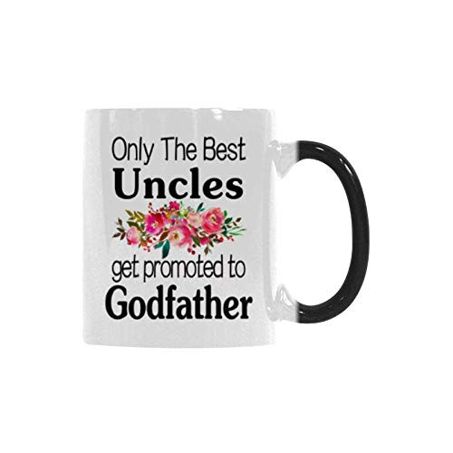Funny 11oz Morphing Mug  Only The Best Uncles Get Promoted To Godfather Coffee Mug Heat Reveals Colored Ceramic Cup Funny Uncles Birthday Gift Coffee Cup