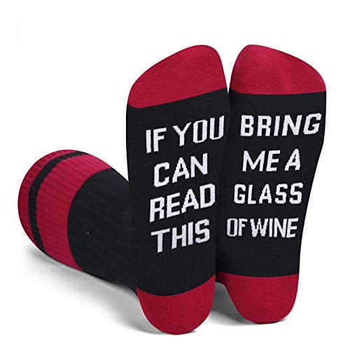 Funny Saying If You Can Read This Bring Me A Glass Of Wine SocksFunny Novelty Wine Gifts Socks For Women Wine Lover