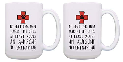 Funny Veterinarian Gift Set You re An Awesome Veterinarian 2 Pack 15oz Coffee Mugs Tea Cups White