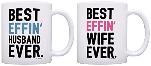 Funny Husband Wife Gifts Best Effin Husband and Wife Ever Bundle Funny Wedding Gifts for Bride and Groom 2 Pack Gift Coffee Mugs Tea Cups Husband and Wife