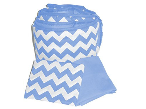 Baby Doll Bedding Chevron Round Crib Bumper and Sheet Set, Blue