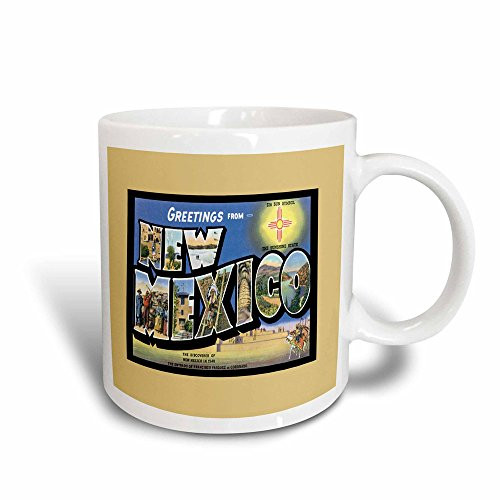 3dRose 170357_3 Greetings From New Mexico Scenic Postcard Reproduction Magic Transforming Mug 11 oz Black/White