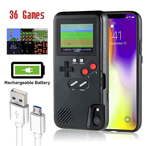 Gameboy iPhone Case Playable Gameboy Case for iPhone Handheld Game Console Gameboy Phone Case Retro Gaming Phone Case Protective Cover with 36 Games Full Color Display Black iPhone 11 Pro Max