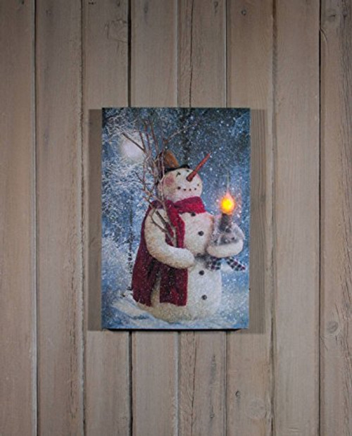 Ohio Wholesale Woodland Snowman Lighted Canvas 16.625" x 11"