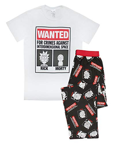 Rick And Morty Wanted Men s Pyjamas Poster TShirt and Lounge Pant s