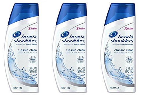 Head and Shoulders Classic Clean AntiDandruff Shampoo 3 oz Travel Size Pack of 3