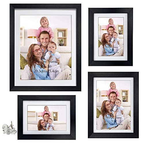 Giftgarden Multiple Black Picture Frame Set with Mat Assorted Photo Frames Sizes  Two 4x6 One 5x7 One 8x10 4 Pack