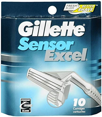 Gillette Sensor Excel Shaving Cartridges for Men Quantity 10 Packaging May Vary