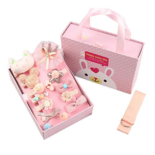 Girl Hair Accessories Set Hair Clips Bows for Girls Hair Ties Barrettes Ponytail Holder Set for Birthday 18pcs Light yellow