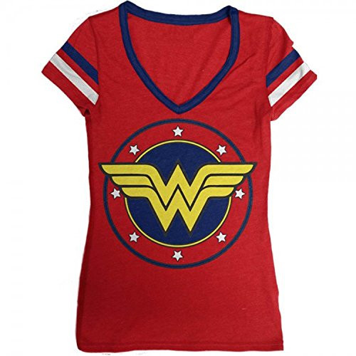 DC Comics Wonder Junior s Logo VNeck Junior s TShirt Small