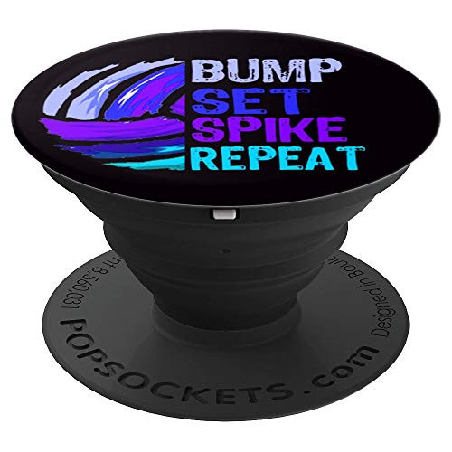 Girls Volleyball Bump Set Spike Repeat Blue Purple Teen Gift PopSockets Grip and Stand for Phones and Tablets Girls Volleyball Bump Set Spike Repeat Blue Purple Teen Gift PopSockets Grip and Stand for Phones and Tablets