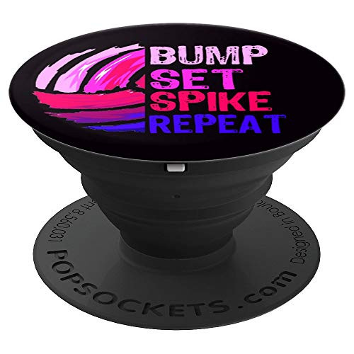 Girls Volleyball Bump Set Spike Repeat Pink Purple Teen Gift PopSockets Grip and Stand for Phones and Tablets Girls Volleyball Bump Set Spike Repeat Pink Purple Teen Gift PopSockets Grip and Stand for Phones and Tablets