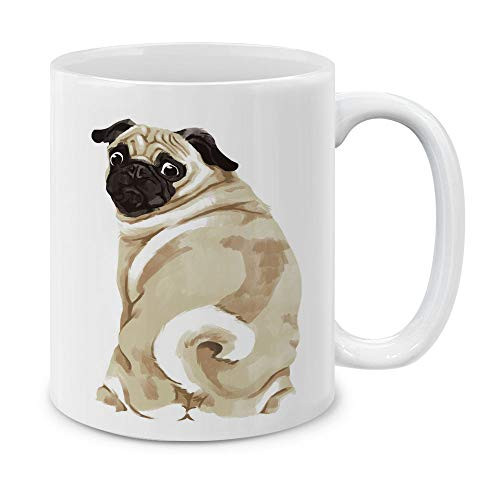 MUGBREW Sitting Back Turn Pug Dog Ceramic Coffee Mug Tea Cup 11 OZ