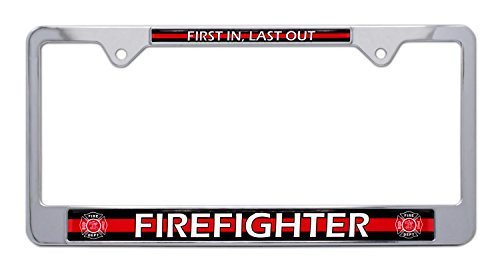 Elektroplate Firefighter Red Line License Plate Frame