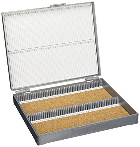 Globe Scientific 513079A ABS Plastic Cork Lined Slide Storage Box for 100 Slides Gray