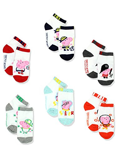 Peppa Pig George Boys 6 pack Socks Shoe 47 Sock 24 White/Multi Quarter