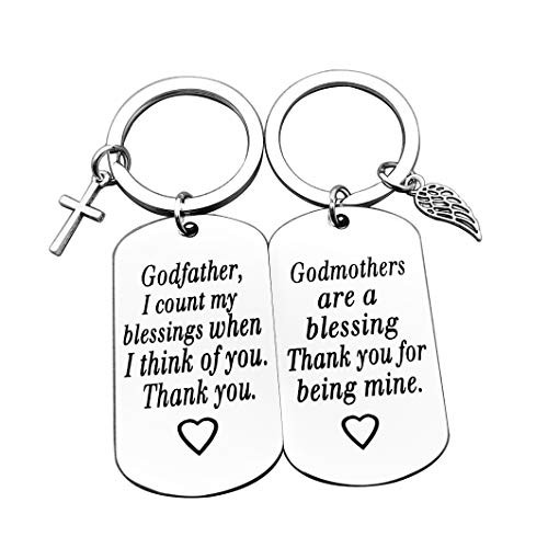 Father s Day Gift Godparent Keychain Set Godparent Gifts from Godchild Godmother Godfather Keychain Keyring Christening Gift For Godmother Godfather Baptism Jewelry Gift for Godmothers Godfather