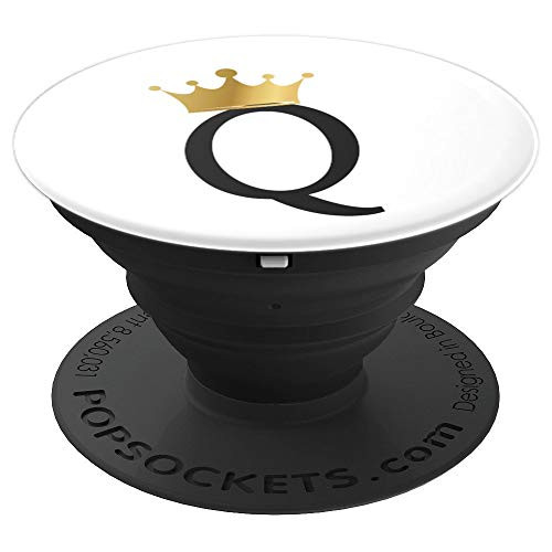 Gold Crown Letter Q Initial Monogram Cute PopSockets Grip and Stand for Phones and Tablets