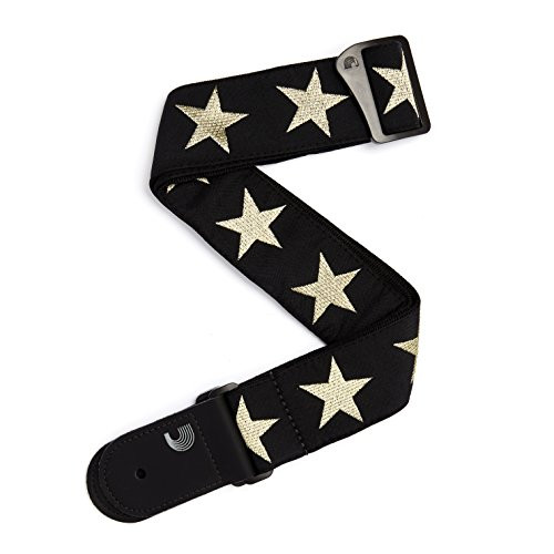 Planet Waves Woven Guitar Strap Gold Stars