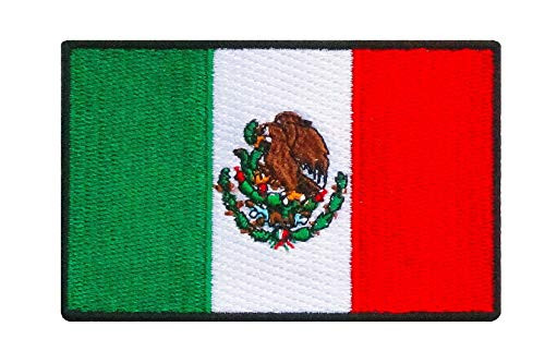 Graphic Dust 3 2x2 inches Mexico Flag Embroidered Iron On Patch Applique Mexican Flag Costume Uniform DIY Jean Jacket Logo Sign National Emblem