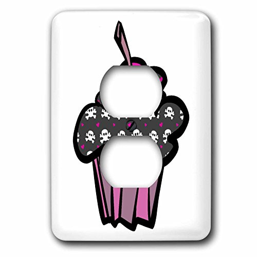 3dRose lsp1069506 Goth Skull and Bones Cupcake 2 Plug Outlet Cover Multicolor