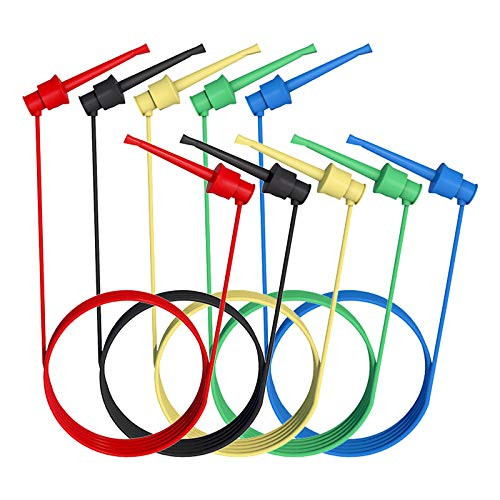 Goupchn Silicone Multimeter Test Leads 5PCS Minigrabber to Minigrabber Test Cables Wires Dual IC Test Hooks Clips Probe for Electronic Testing