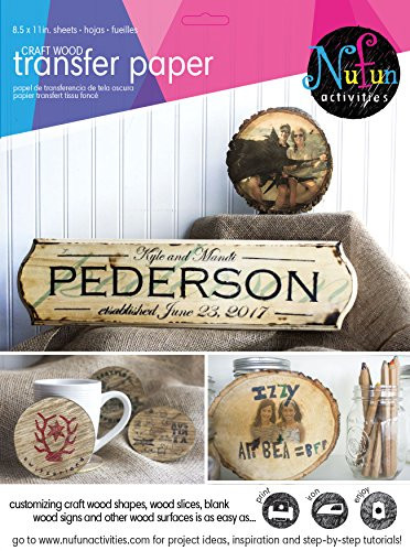 NuFun Activities Inkjet Printable Iron-On Heat Transfer Paper for Wood - 8.5 x 11 inch (25 Sheets)